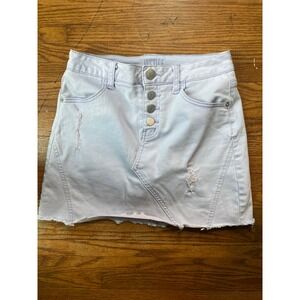 Justice Girls Size 16 Light Purple Denim Skort Distressed Button Front Skirt